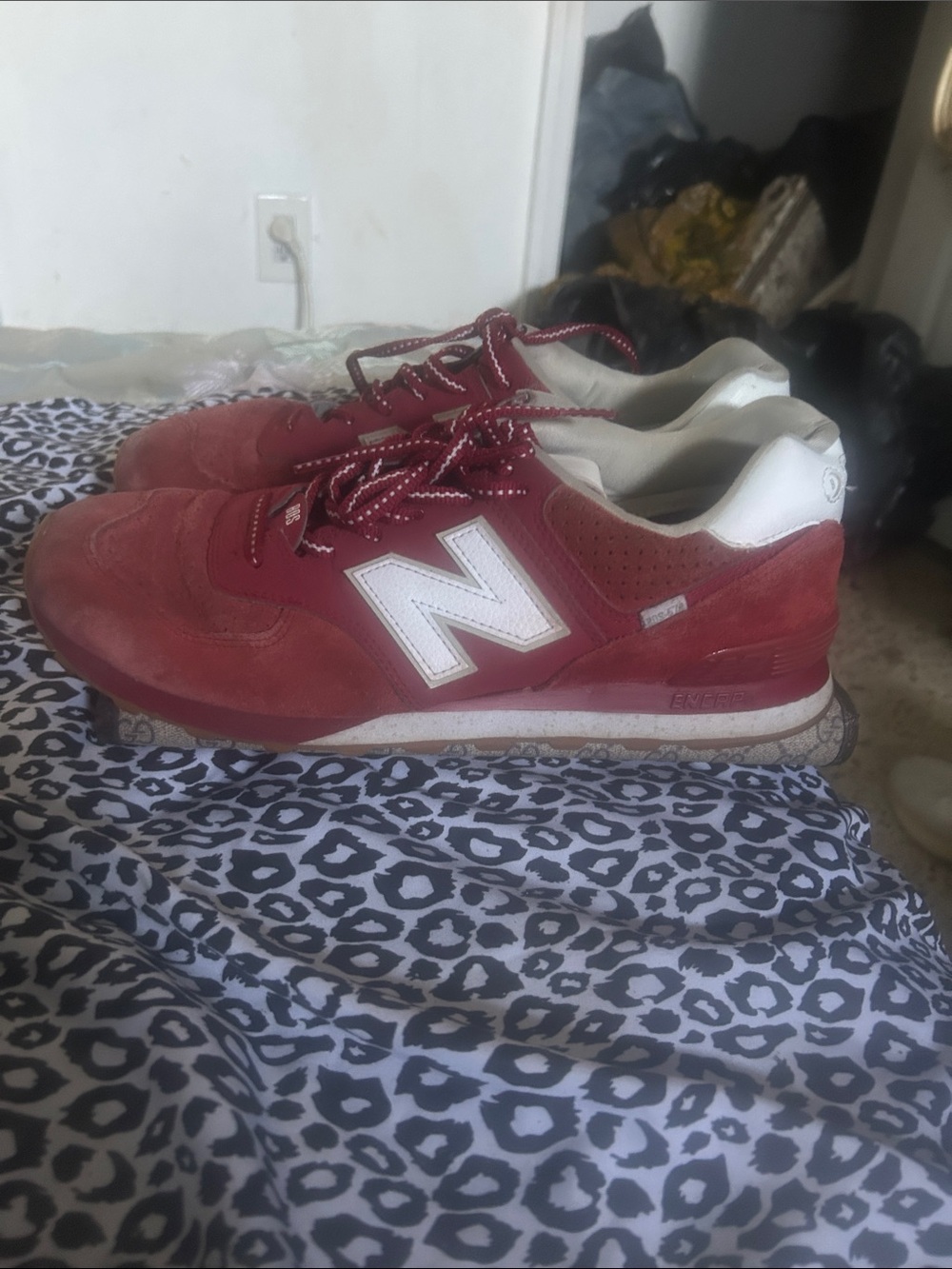 New Balance  vintage Men's Burgundy Suede Sneakers with White 'N' Logo